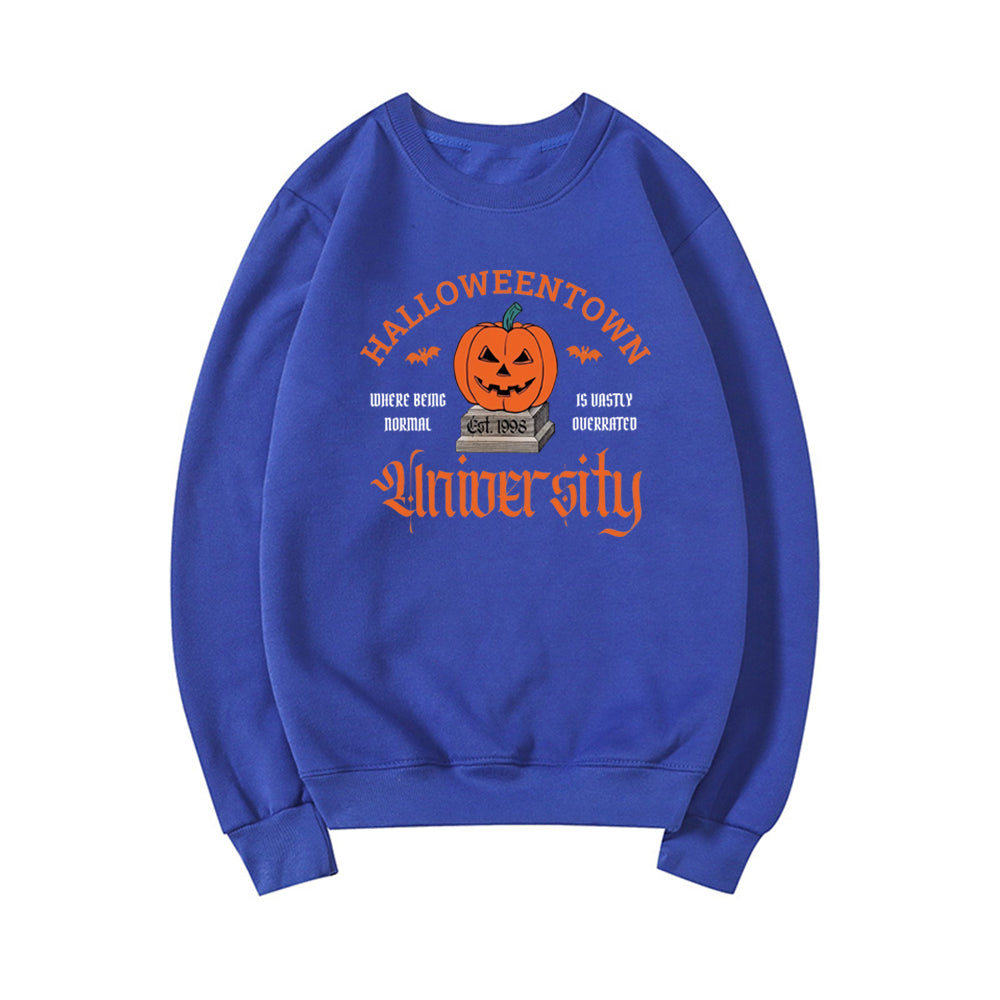 Kvinders Halloween-print græskar sweatshirt med rund hals