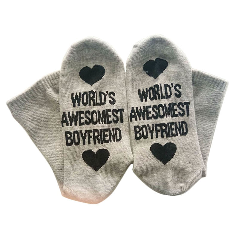 Unisex Men Women Cotton Socks Printing Letter Funny Socks For Boyfriend Girlfriend Valentine's Day Gift