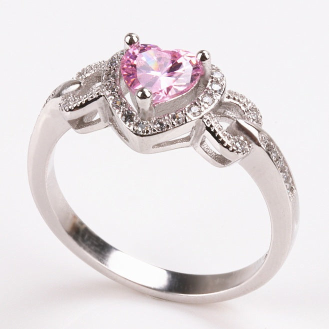 Fashionable White P Heart Wedding Rings