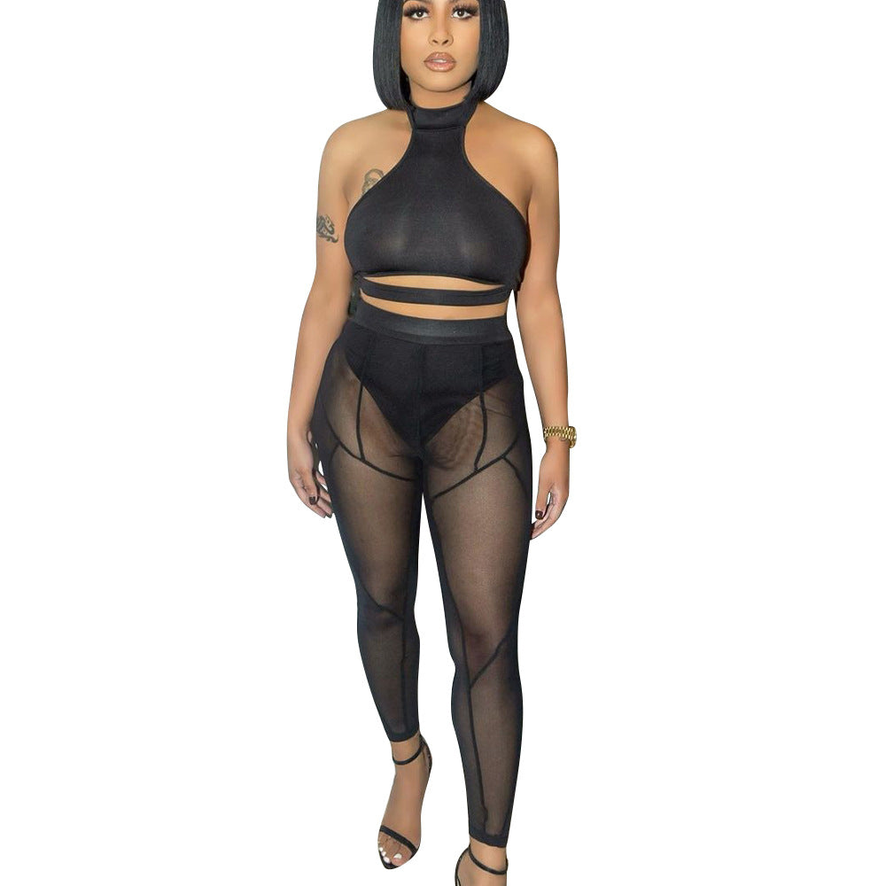 Mode Skinny Casual Colorblock Mesh Leggings