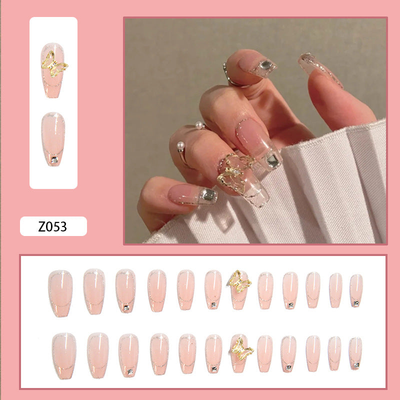 水晶蝴蝶假指甲指甲成品戴