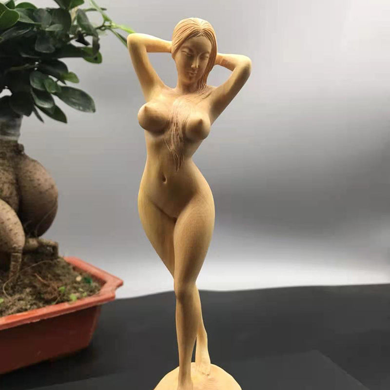 Boxwood Nude Woman Ornament Wooden Crafts