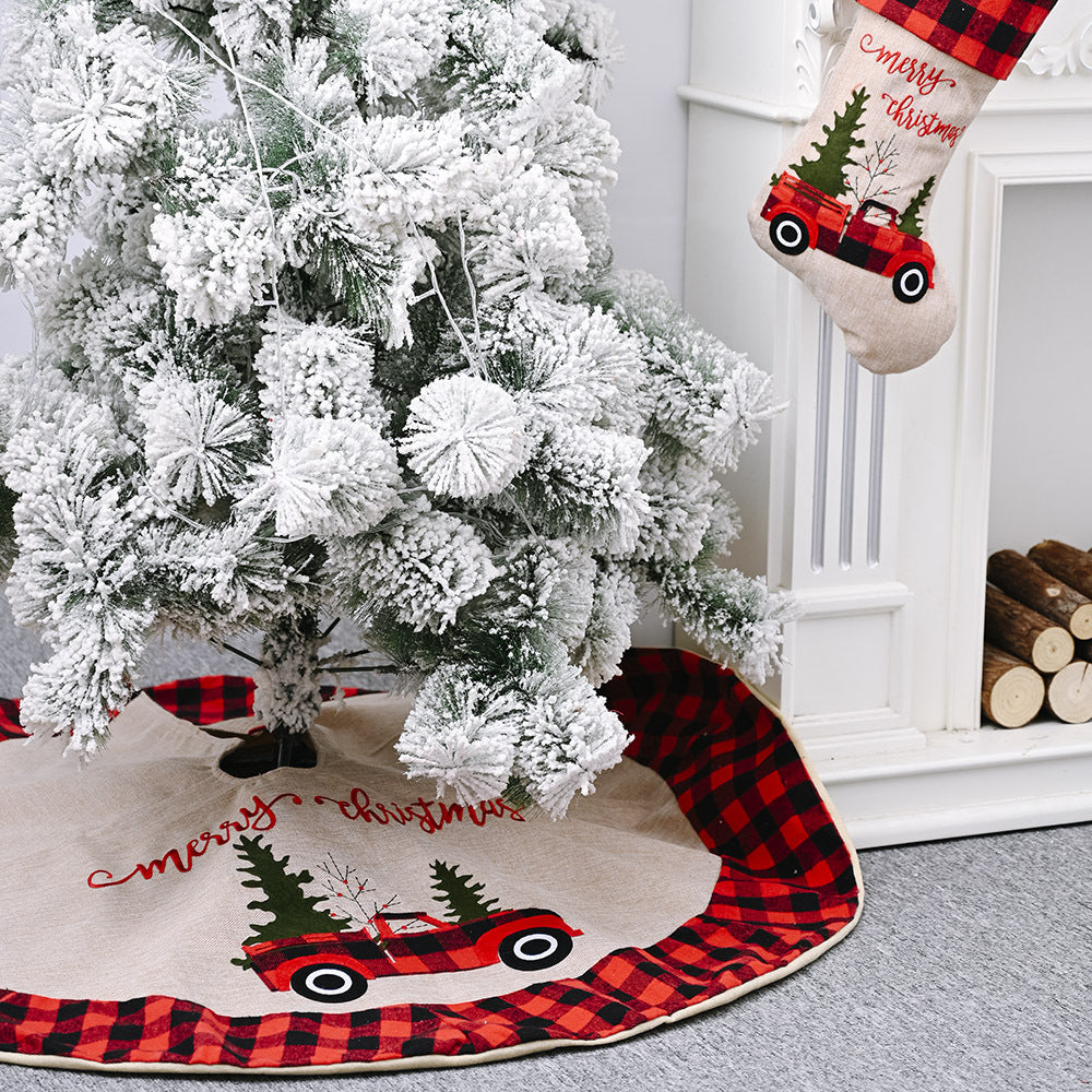 Linen Tree Skirt Bil Juletræ 120CM Julepynt Træ