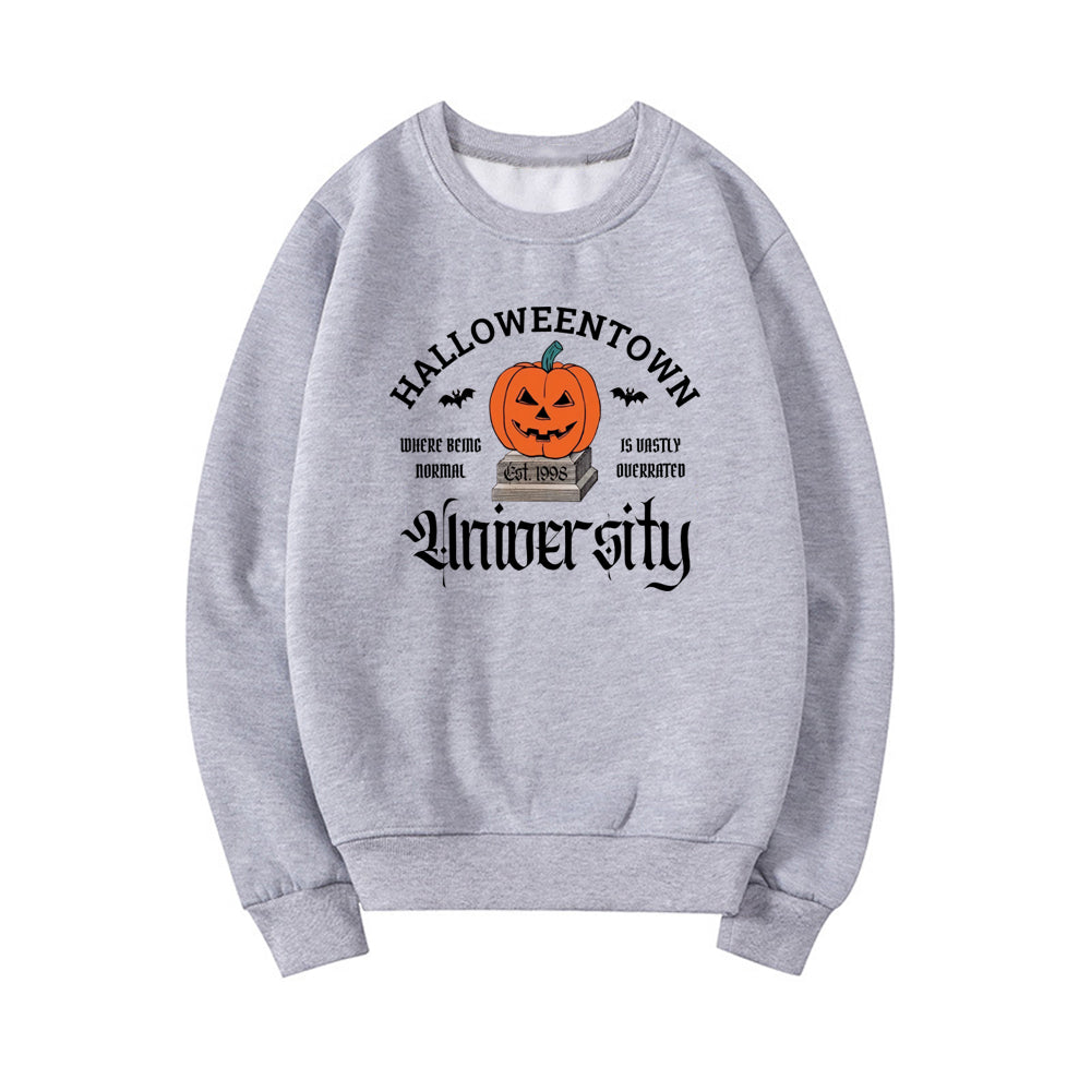 Kvinders Halloween-print græskar sweatshirt med rund hals