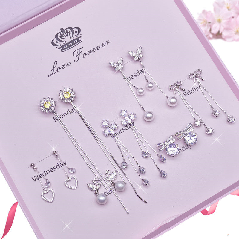 女士情人節純銀週耳環