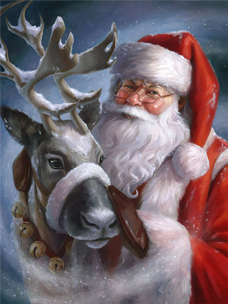 Diamantmaleri Santa Hjorte Firkantet Runde 5d Gør-det-selv Juledyrsbroderi Hjem Dekoration