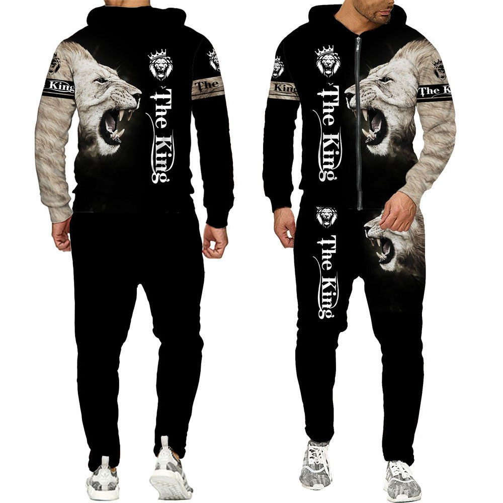 Herre Sports Print Mode Zip Sweatshirt Sæt