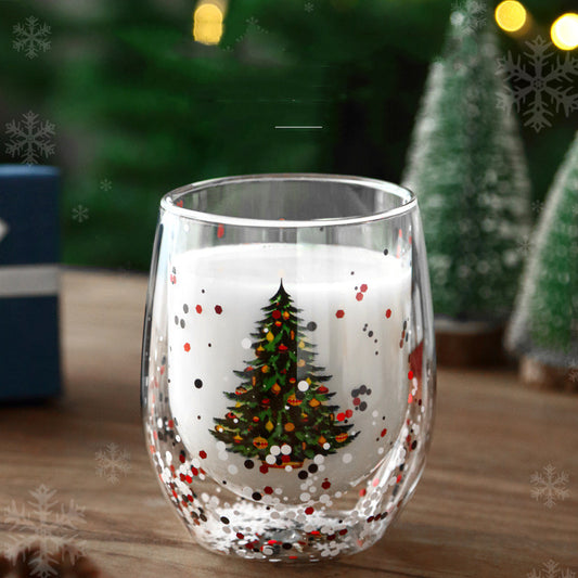 New Christmas Tree Cup Heat-resistant Double-layer Flowing Sequins