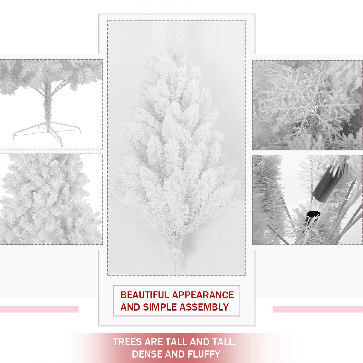 白色人造雪植絨聖誕樹,7 英尺全樹,帶金屬支架