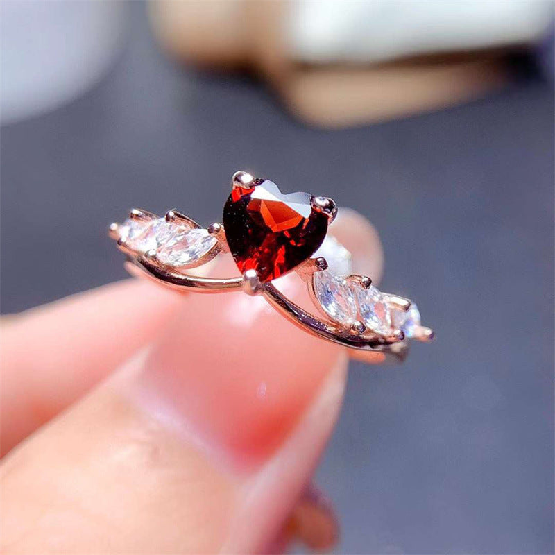 Natural Colored Stone Ring 925 Silver Fashion Versatile