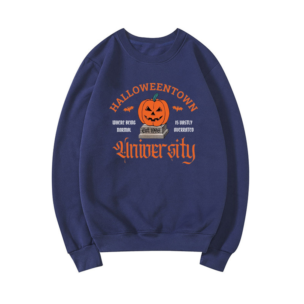 Kvinders Halloween-print græskar sweatshirt med rund hals