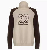 Contrast Color Raglan Embroidered Turtleneck Loose All-match Long Sleeve Sweater