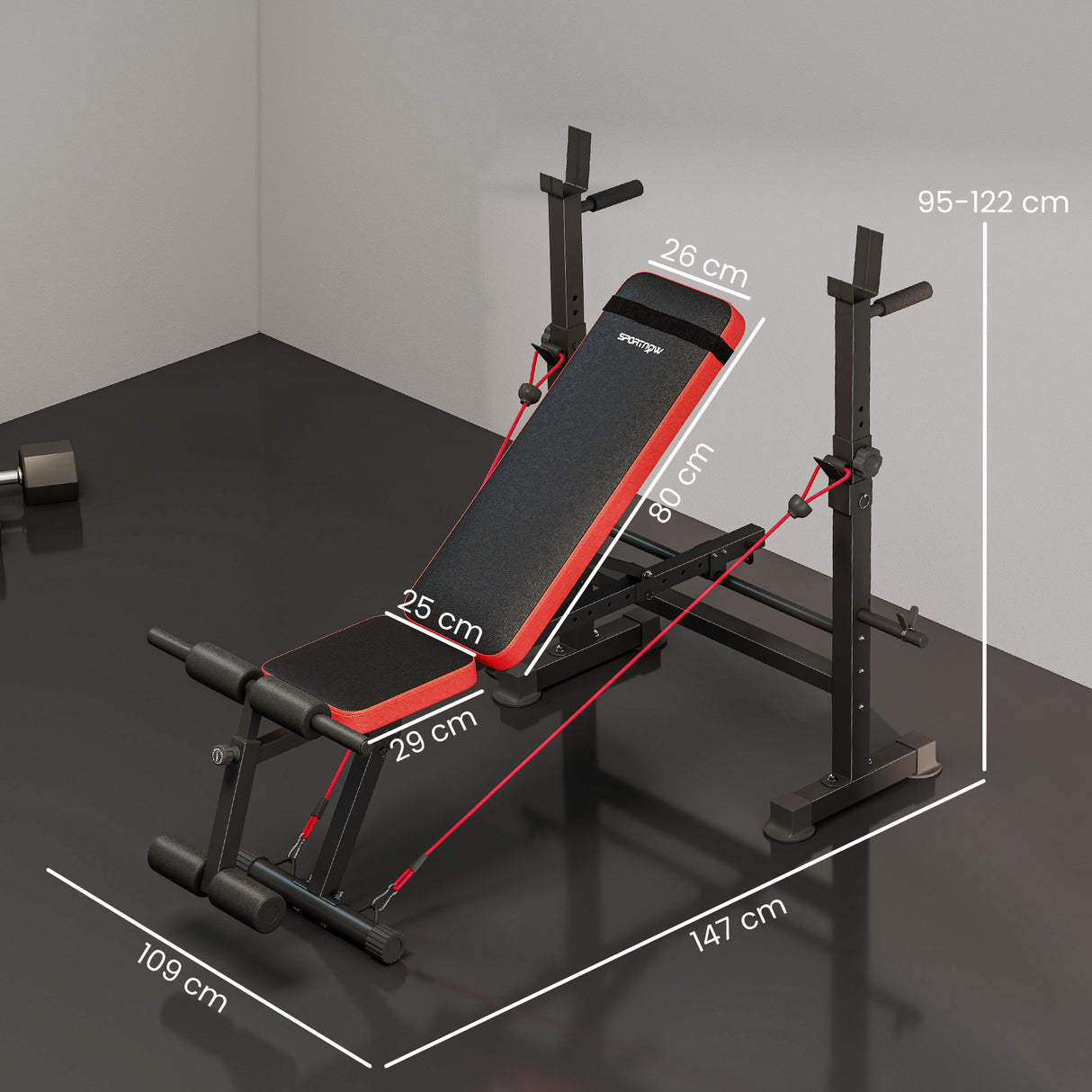 SPORTNOW Adjustable Weight Bench With Squat Rack And Dip Stand