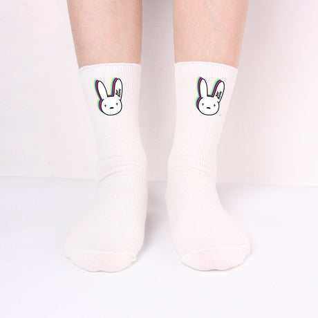 Bad Rabbit Socks Black And White Long Cotton Socks Knitted Socks For Men And Women