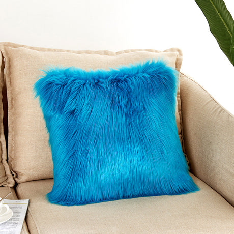 Warm Plush Cushion Cover Soft Solid Color Sofa Chair Pillowcase Comfortable Office Car Back Cushion Case