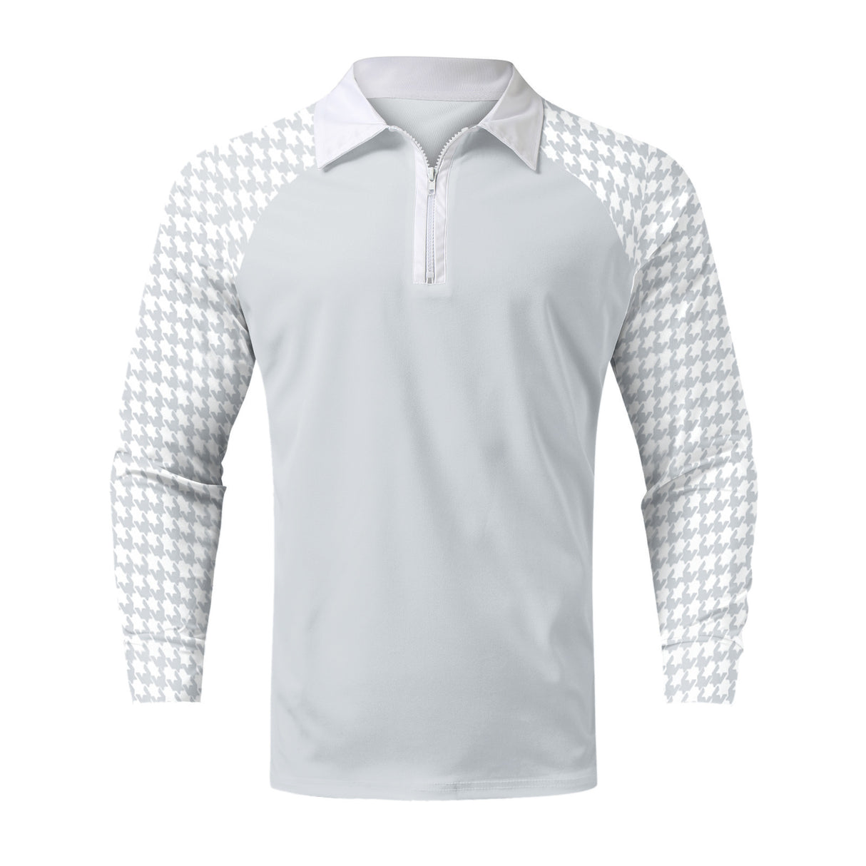 Men's 3D Printed Raglan Zipper And Lapel Long Sleeve