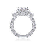 Three-diamond Shining - Set With Top-quality 5-carat Moissanite S925 Silver And Platinum-plated Diamond Wedding Ring. The Ring Can Be Inspected With A Diamond Pen