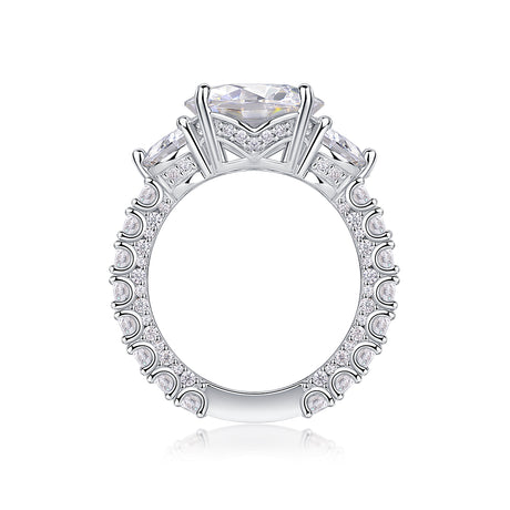 Three-diamond Shining - Set With Top-quality 5-carat Moissanite S925 Silver And Platinum-plated Diamond Wedding Ring. The Ring Can Be Inspected With A Diamond Pen