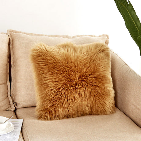 Warm Plush Cushion Cover Soft Solid Color Sofa Chair Pillowcase Comfortable Office Car Back Cushion Case