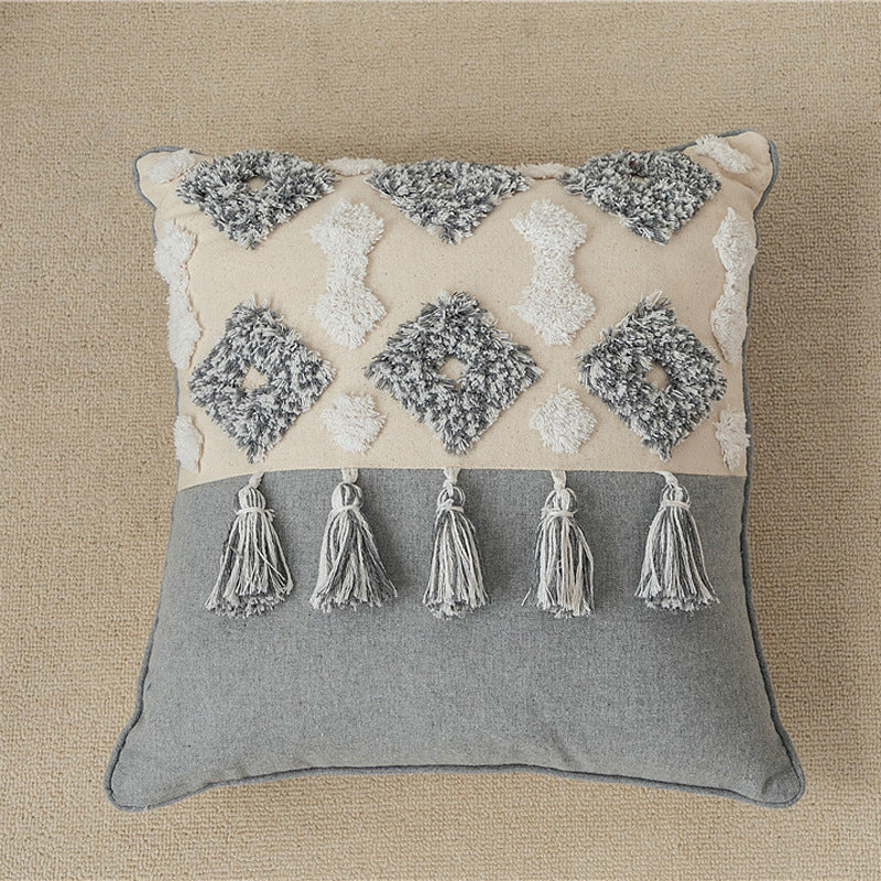 Cotton canvas tassel square pillow case