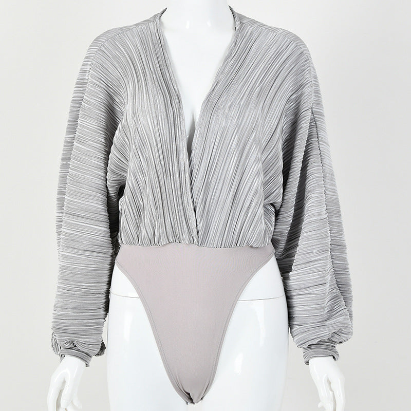 V-neck long sleeve jumpsuit