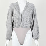 V-neck long sleeve jumpsuit