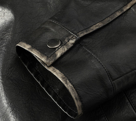 Plus Size Washed-out Vintage Leather Jacket For Men
