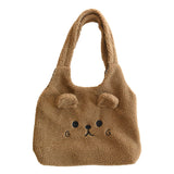 Lamb Wool Large Capacity Plush Embroidery Shopping Bag