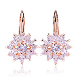 Champagne Gold Flower Earrings Zircon Earrings