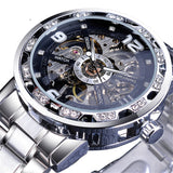 Watch Men's Fashion Casual Classic Popular Hollow Rhinestone Manual Mechanical Watch