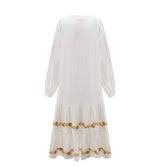 V-neck Embroidered Loose Dress Embroidered Long Skirt