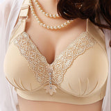 Large Size Big Cup Big Breasts Show Small No Steel Ring Middle Aged Bra Underwear Women