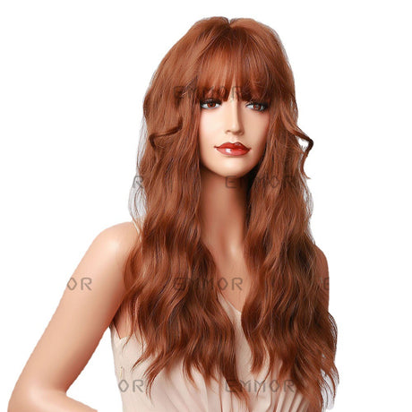 New Qi Liuhai Corn Whisk Small Roll Scottish Primary Color Orange Hair Color Medium And Long Wig