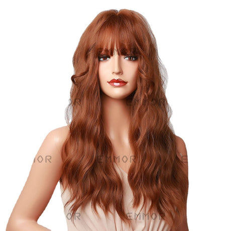 New Qi Liuhai Corn Whisk Small Roll Scottish Primary Color Orange Hair Color Medium And Long Wig