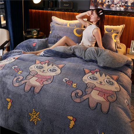 Farley Wool Double Side Plush Cartoon Quilt Cover