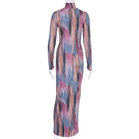 Long sleeve split midi dress