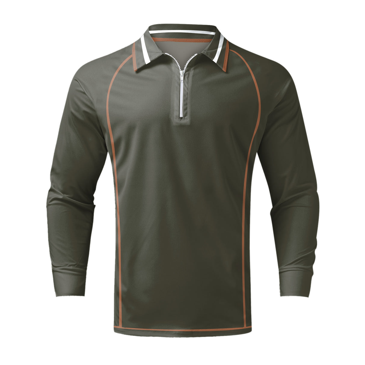 Men's 3D Printed Raglan Zipper And Lapel Long Sleeve