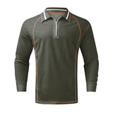 Men's 3D Printed Raglan Zipper And Lapel Long Sleeve