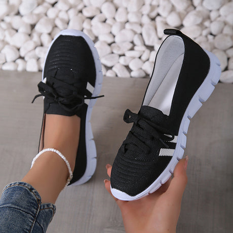 Casual Lace-up Mesh Shoes Preppy Flats Walking Running Sports Shoes Sneakers For Women