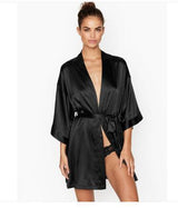 Summer Champagne Chinese Bride Wedding Robe Satin Sleepwear