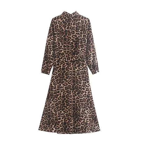 Printed retro long sleeve dress