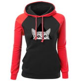Women's Winter Patchwork Round Neck Raglan Sleeve Contrast Color Sweatshirt