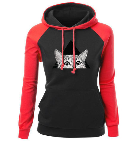 Women's Winter Patchwork Round Neck Raglan Sleeve Contrast Color Sweatshirt
