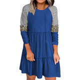 Women's Ruffled Round Neck Pullover Long Sleeve Dress