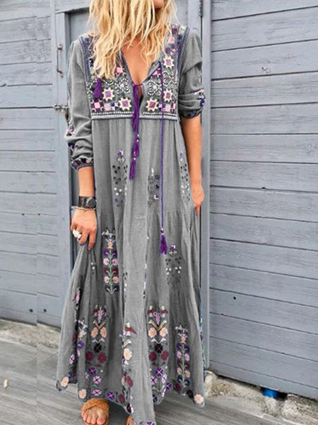 Drawstring lace long sleeve dress