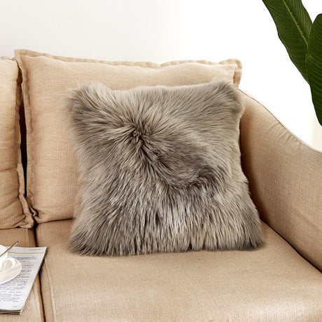 Warm Plush Cushion Cover Soft Solid Color Sofa Chair Pillowcase Comfortable Office Car Back Cushion Case