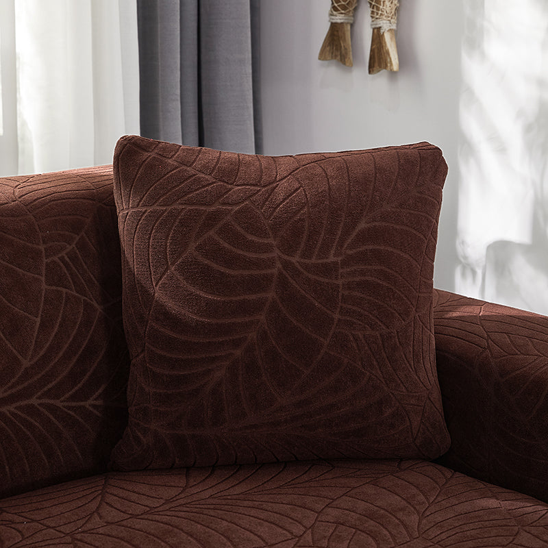 Pure Color Jacquard Big Leaf Nordic Fashion Knitted Pillow Case