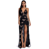 Sleeveless Strap Backless Sequined Maxi Dress