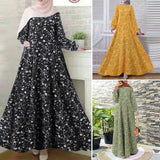 Printed Long Sleeve Vintage Dress