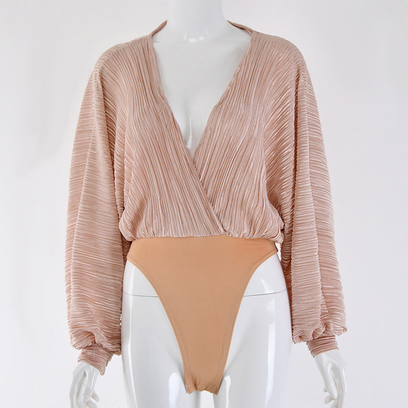 V-neck long sleeve jumpsuit